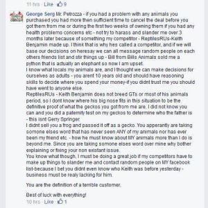 Georges response to being called out