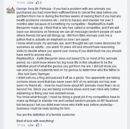 Georges response to being called out